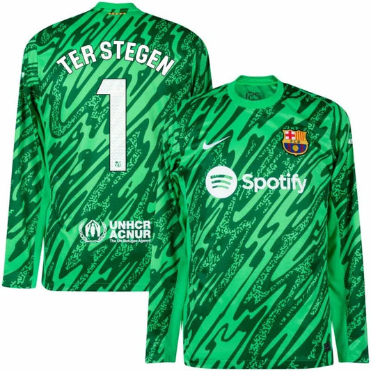 Barcelona GK Ter Stegen 1 Shirt (Green) 2024-2025 (Official Printing) Size S-XXL