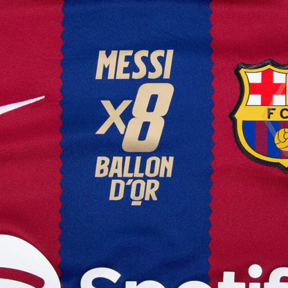 Barcelona Home Shirt incl. Messi 10 x8 Ballon D'or Winners Print 23-24 Size S-2XL
