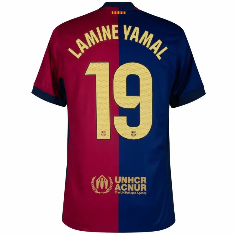 Barcelona Home Lamine Yamal 19 Shirt incl. UNHCR and New Spotify Sponsor (La Liga) 2024-2025 Size S-4XL