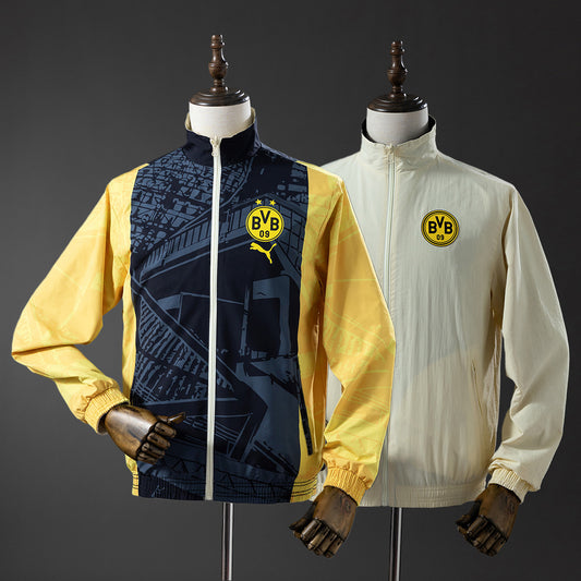 Borussia Dortmund Reversible Jacket Windbreaker - Black & Beige S-XXL
