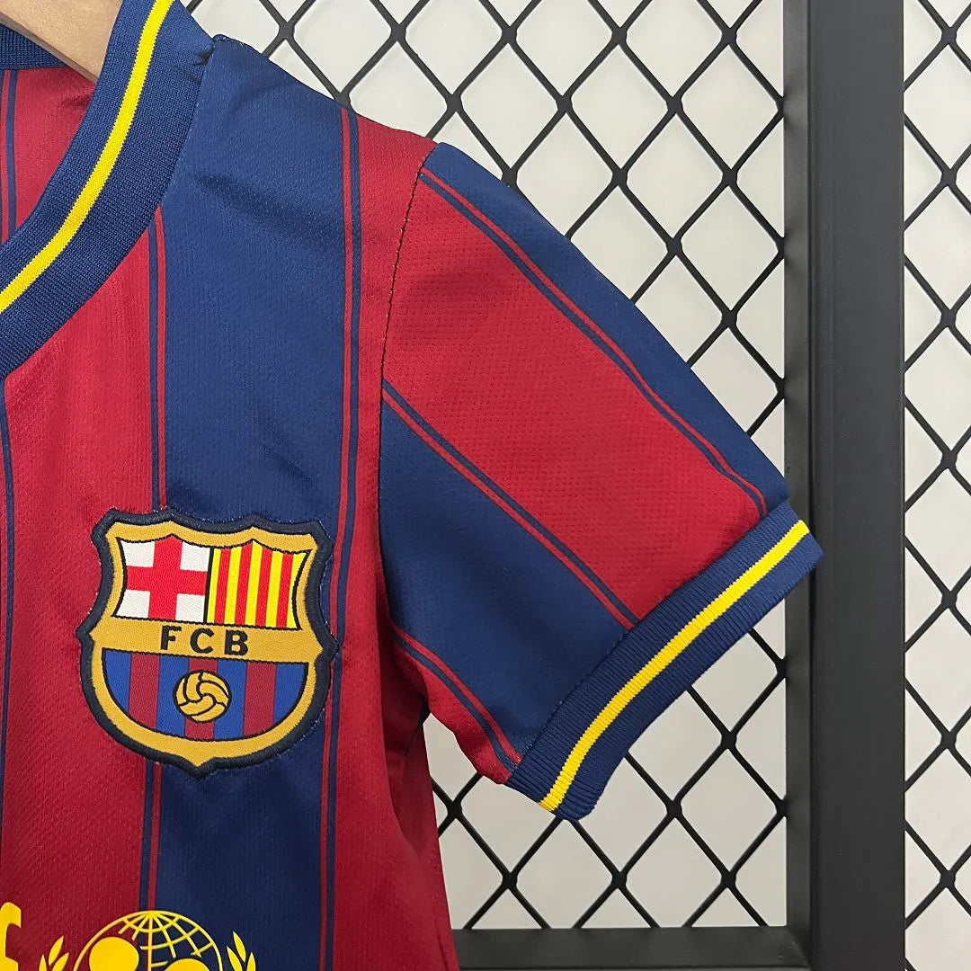 Barcelona Home 09-10 Retro Kids Kits Children Shirt Football Jersey