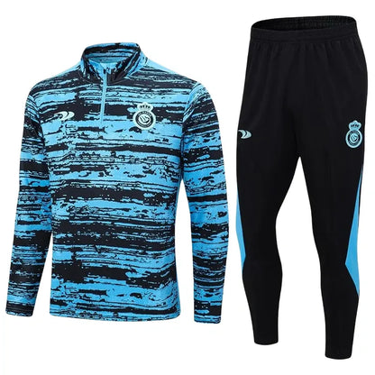 Al-Nassr Half-Pull Training Suit Blue Black Football Shirt 24-25