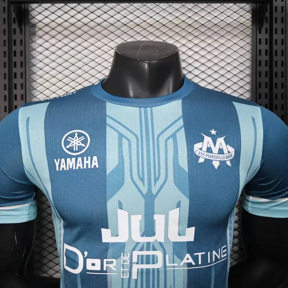 Player Version 25-26 Olympique de Marseille Blue with Geometric Stripes Jersey