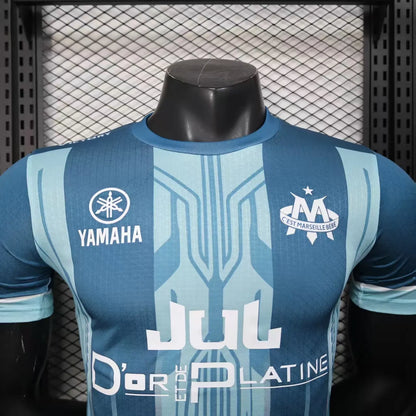 Player Version 25-26 Olympique de Marseille Blue with Geometric Stripes Jersey