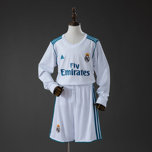 Real Madrid 17-18 Home Retro Long Sleeve Kids Kit