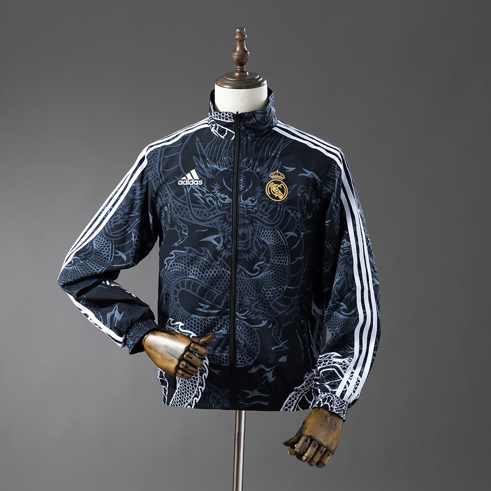 Real Madrid Reversible Jacket Windbreaker - Black&Black Dragon