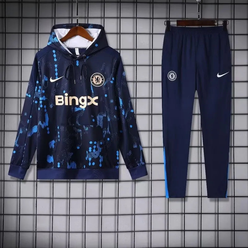 Nike Chelsea 2024-25 Black&amp;Blue Hooded Training Tracksuit Kits