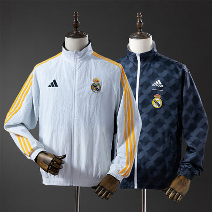 Real Madrid Trench Coat Reversible Jacket Windbreaker