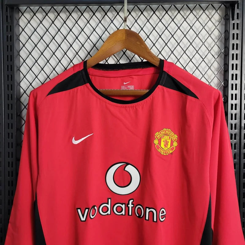 Retro Long Sleeve Manchester United Home Football Jersey 2002/2004