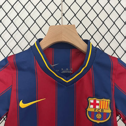 Barcelona Home 09-10 Retro Kids Kits Children Shirt Football Jersey