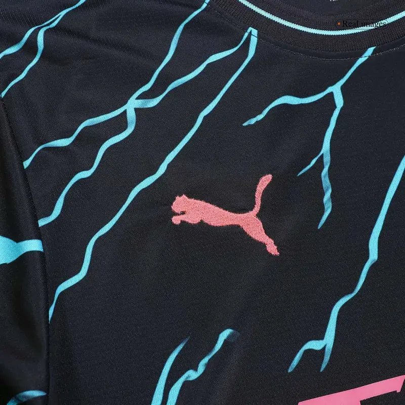 Manchester City HAALAND #9 GREALISH #10 DE BRUYNE #17 J.ALVAREZ #19 FODEN #47 Japanese Tour Printing Third Jersey 2023-24