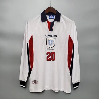 1998 England World Cup Home Retro Jersey Long Sleeve #7 BACKHAM #20 OWEN