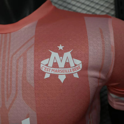 Player Version 25-26 Olympique de Marseille Pink with Geometric Pattern Jersey