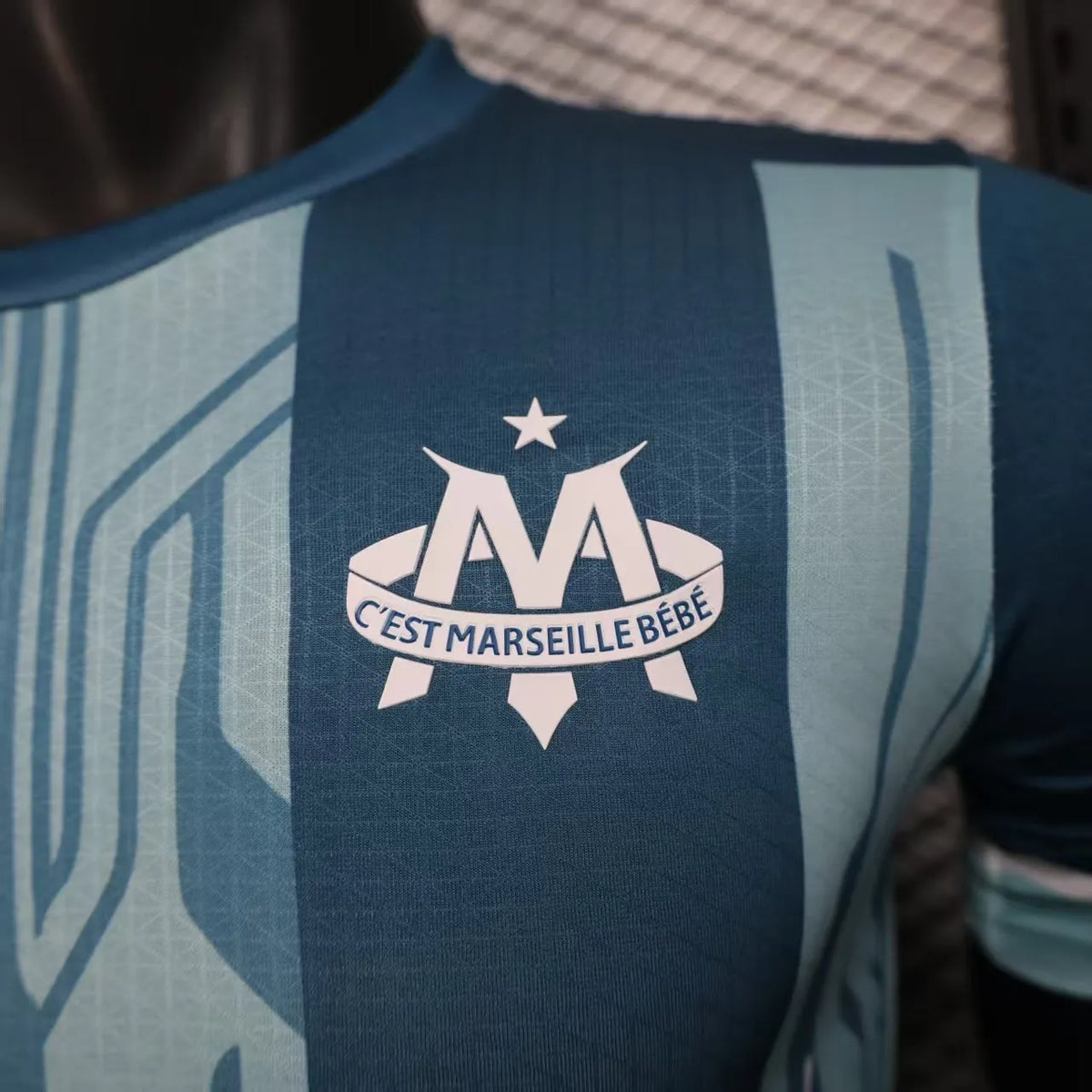 Player Version 25-26 Olympique de Marseille Blue with Geometric Stripes Jersey