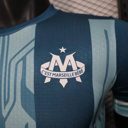Player Version 25-26 Olympique de Marseille Blue with Geometric Stripes Jersey
