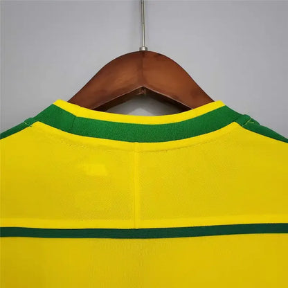 Brazil Nation Retro Ronaldo #9 Rivaldo #10 Cafu #2 Leonardo #18 R.carlos #6 Denilson #19 Jersey Home World Cup 1998