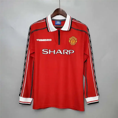 1998-00 Manchester United Beckham #7 Retro Jersey Home Long Sleeve