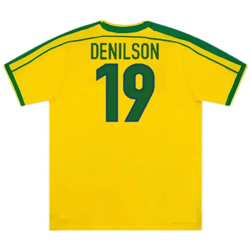 Brazil Nation Retro Ronaldo #9 Rivaldo #10 Cafu #2 Leonardo #18 R.carlos #6 Denilson #19 Jersey Home World Cup 1998