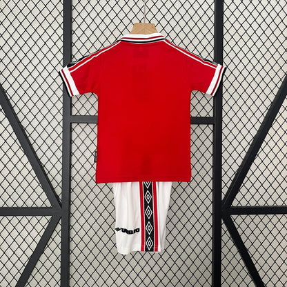 Manchester United 98-99 Home Retro Kid Kits Children Sets Jerseys
