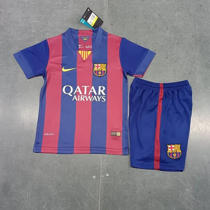 Barcelona Home 2014-15 Retro Kids Kits Jersey+Shorts