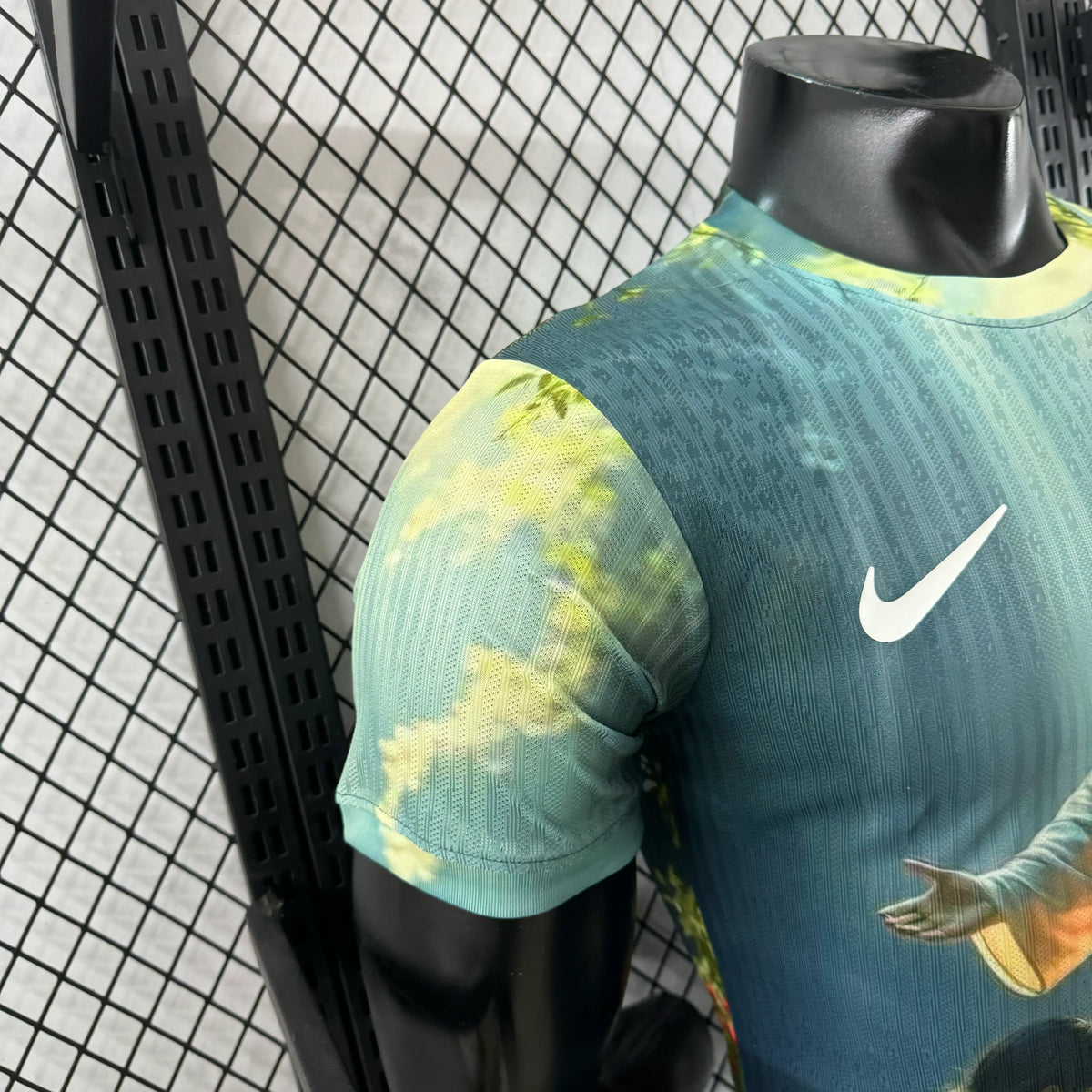 Player Version 2025 Brazil Light Blue with Jesus Christ Religious Artwork Jersey