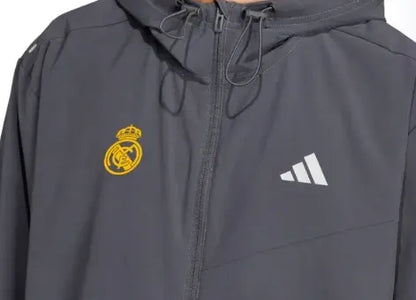 Mens Adidas Real Madrid Tracksuit Jacket 24-25 Charcoal
