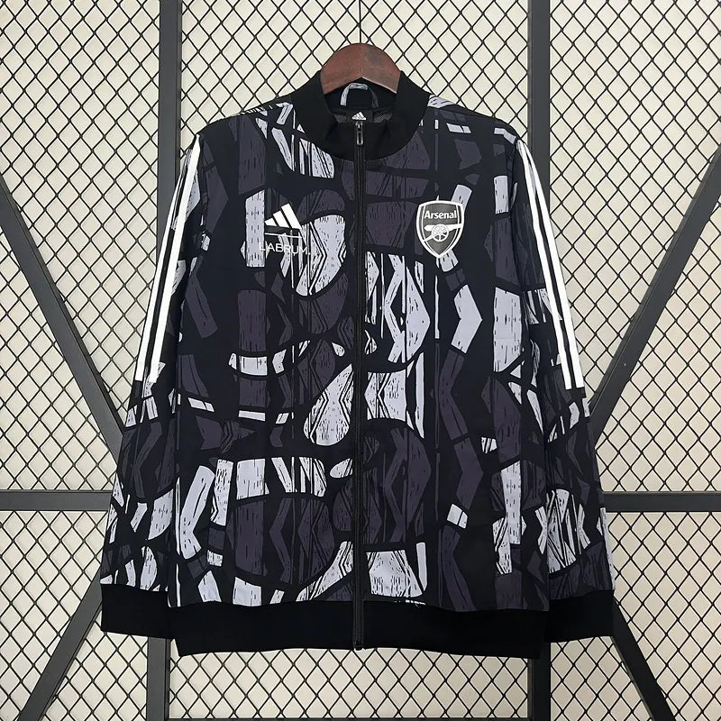 24-25 Arsenal Grey&amp;black Windbreaker Jacket Football