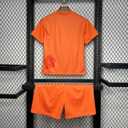 Y3 Real Madrid 24-25 Kids Kits Orange Children Sets Football Jersey