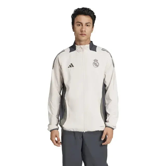 Real Madrid Mens UCL Training Tracksuit Jacket Beige 2024-2025