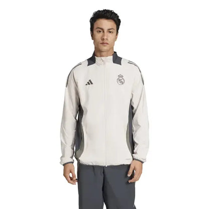 Real Madrid Mens UCL Training Tracksuit Jacket Beige 2024-2025