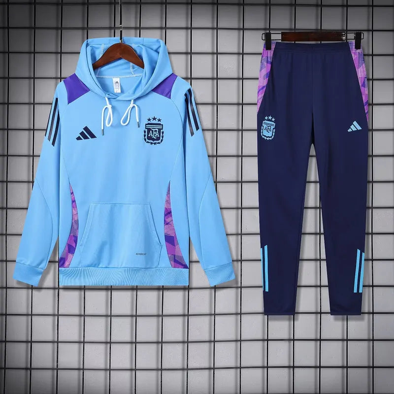 Adidas Argentina Nation 2024-25 Hooded Blue Training Tracksuit Kit