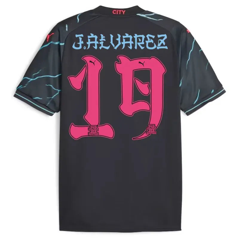 Manchester City HAALAND #9 GREALISH #10 DE BRUYNE #17 J.ALVAREZ #19 FODEN #47 Japanese Tour Printing Third Jersey 2023-24