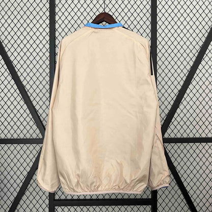 Real Madrid Blue&amp;Beige Trench Coat Reversible Windbreaker Jacket 2024