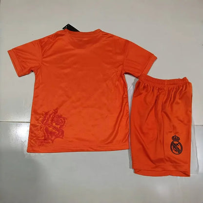 Y3 Real Madrid 24-25 Kids Kits Orange Children Sets Football Jersey