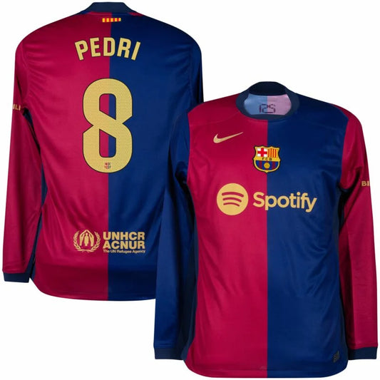 Barcelona Home L/S Pedri 8 Shirt 2024-2025 (La Liga) Size S-4XL