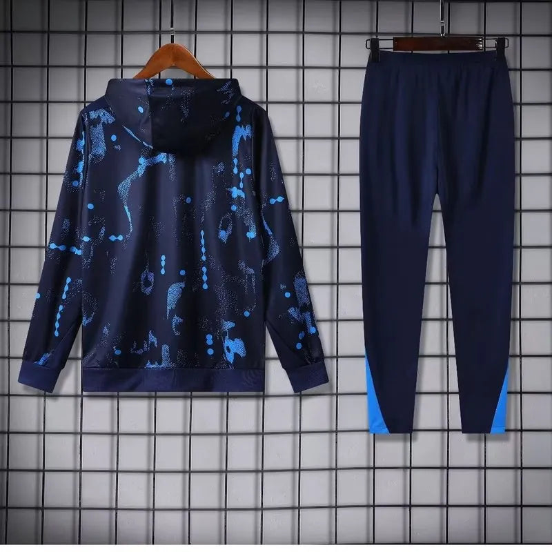 Nike Chelsea 2024-25 Black&amp;Blue Hooded Training Tracksuit Kits
