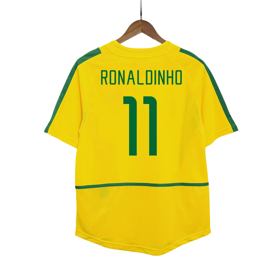 RONALDINHO #11 Brazil Retro Jersey Home Soccer Shirt 2002-03