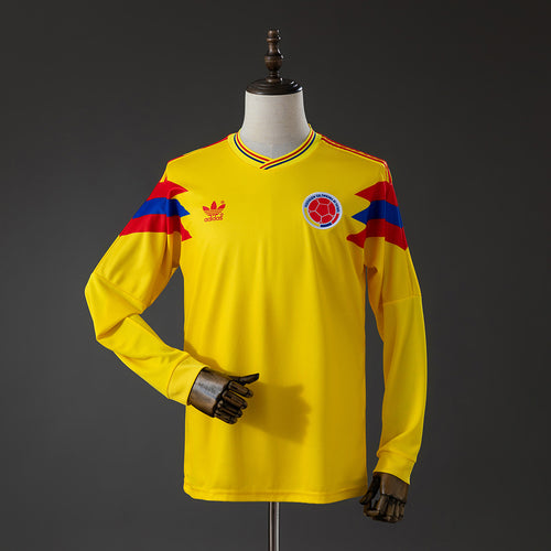 Colombia 1990 Originals Retro Home Long Sleeve Jersey