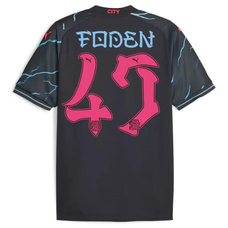 Manchester City HAALAND #9 GREALISH #10 DE BRUYNE #17 J.ALVAREZ #19 FODEN #47 Japanese Tour Printing Third Jersey 2023-24