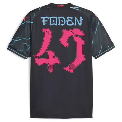 Manchester City HAALAND #9 GREALISH #10 DE BRUYNE #17 J.ALVAREZ #19 FODEN #47 Japanese Tour Printing Third Jersey 2023-24