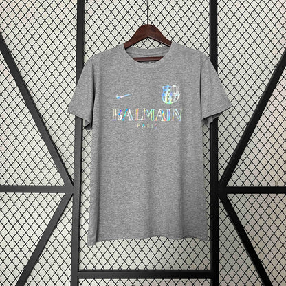 BALMAIN Barcelona 24-25 Grey Reflective Football New Shirt