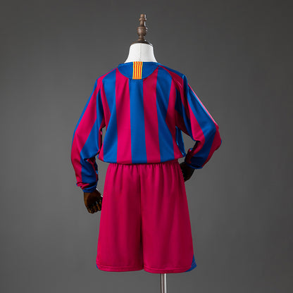 Barcelona 05-06 Home (League Edition) Retro Long Sleeve Kids Kit
