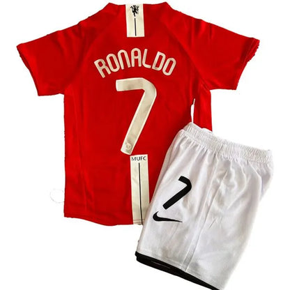Manchester United 07-08 Home Retro Kids Kits Champions League Version Jerseys