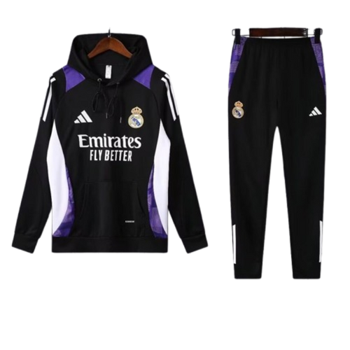 Adidas Real Madrid 2024-25 Hooded Black Training Tracksuit Kits