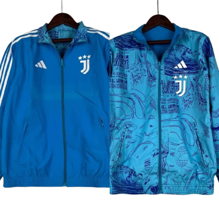2023-2024 Juventus Reversible Windbreaker Blue Soccer Jersey 1:1 Thai Quality
