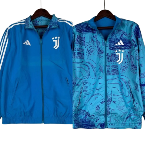 2023-2024 Juventus Reversible Windbreaker Blue Soccer Jersey 1:1 Thai Quality