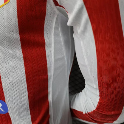 2025-26 Player Version Atletico Madrid Home Long Sleeve Jersey