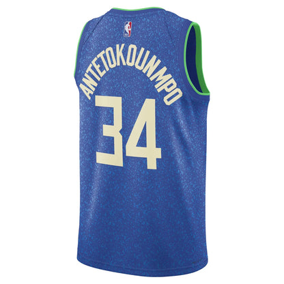 Unisex Milwaukee Bucks Giannis Antetokounmpo Blue 2023-24 Swingman Jersey - City Edition