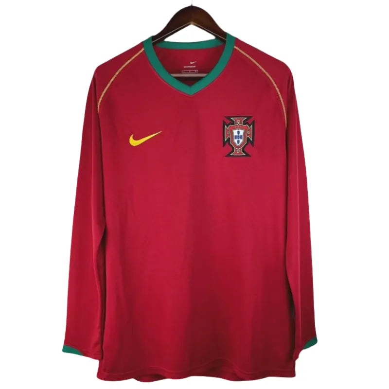 Portugal World Cup Retro Jersey Home Shirt Long Sleeves2006
