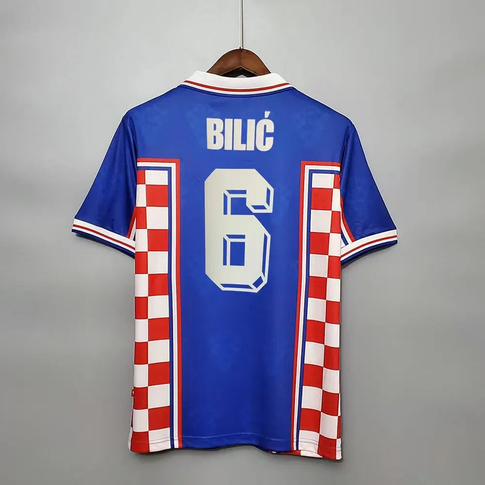 Croatia Nation Retro Men Jersey Away World Cup Blue 1998